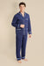 Poseidon Mens Blue Satin Pyjamas - Model Front | Bown of London